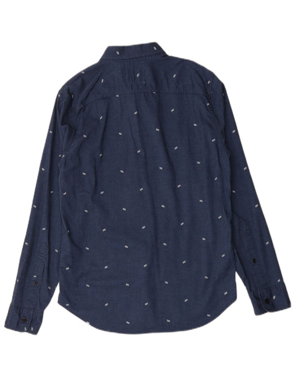 Hollister Mens Shirt Small Navy Blue Spotted Cotton