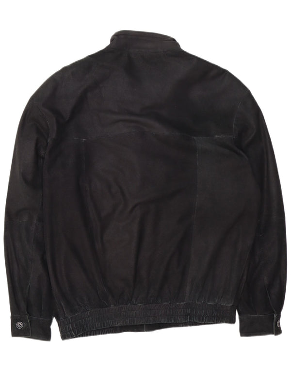 ITALLO Mens Suede Bomber Jacket IT 52 XL Black Leather