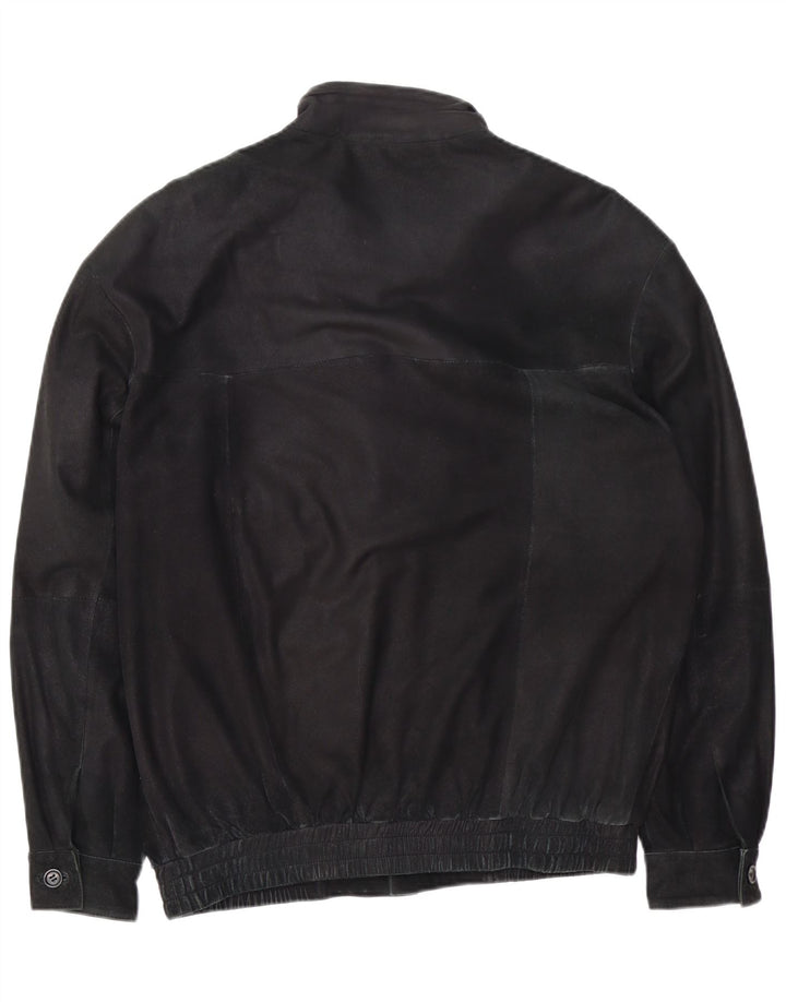 ITALLO Mens Suede Bomber Jacket IT 52 XL Black Leather