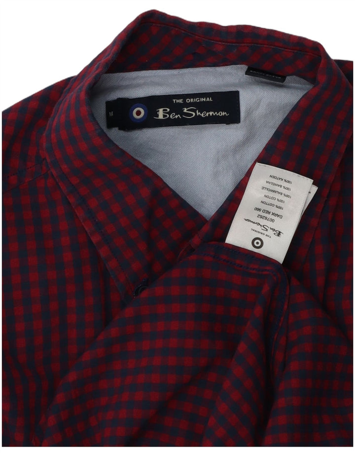BEN SHERMAN Mens Shirt Medium Red Gingham Cotton