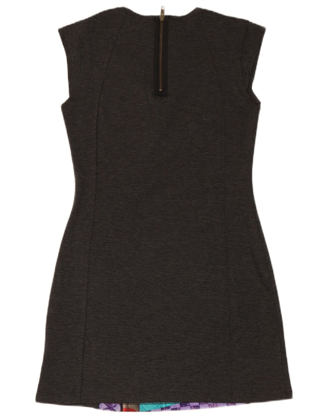 DESIGUAL Womens Sleeveless Sheath Dress UK 14 Medium Grey Patchwork