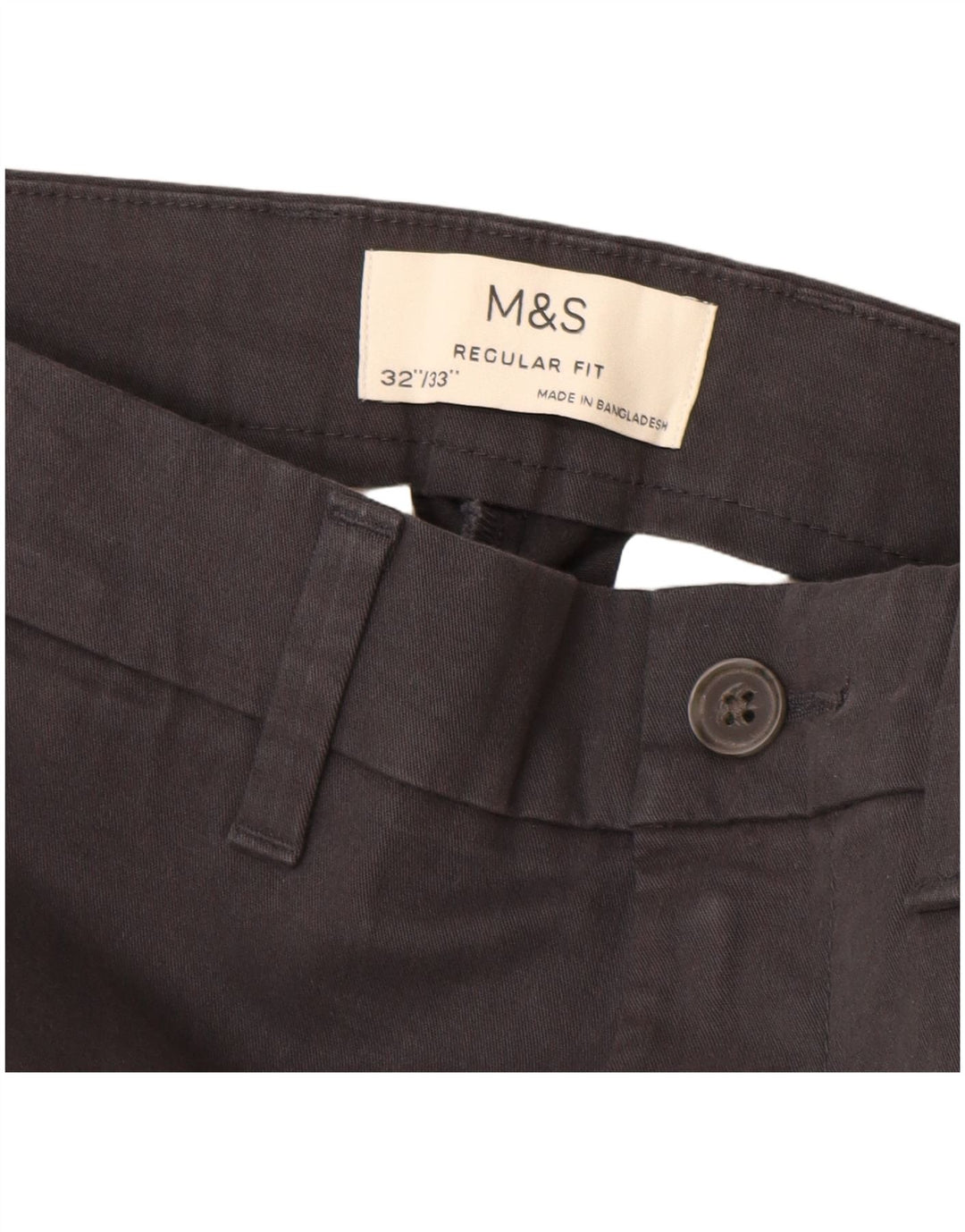 MARKS & SPENCER Mens Regular Fit Straight Chino Trousers W32 L33 Black