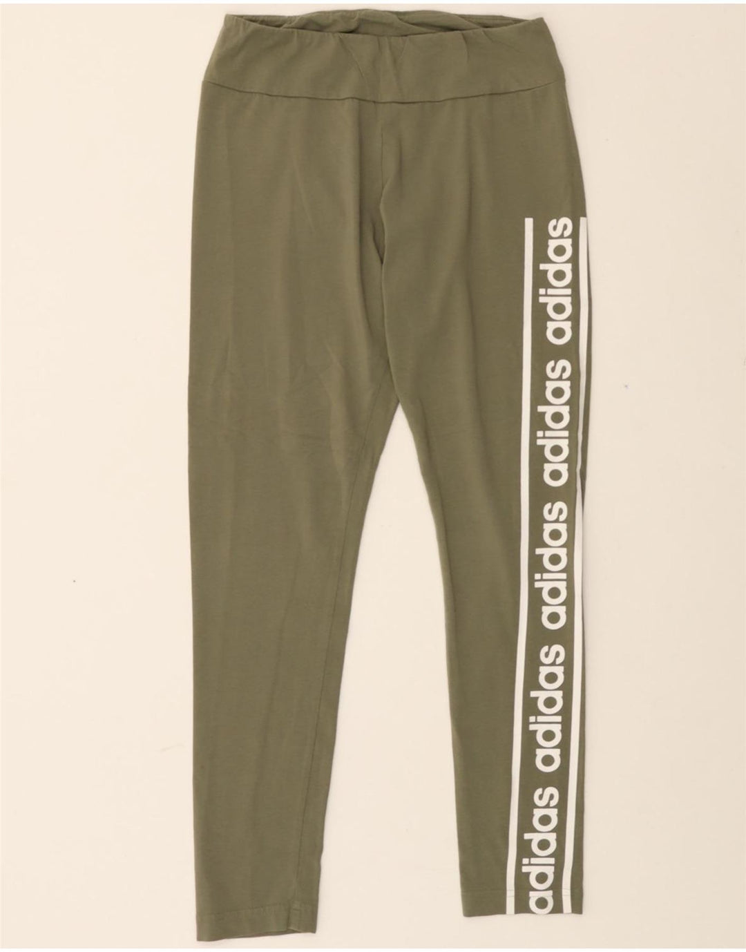 ADIDAS Womens Graphic Leggings UK 12/14 Medium Green Vintage Adidas and Second-Hand Adidas from Messina Hembry 