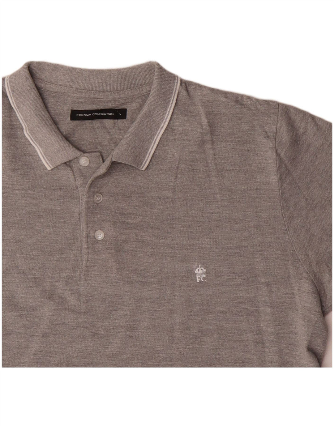 French Connection Mens Polo Shirt Large Grey Cotton