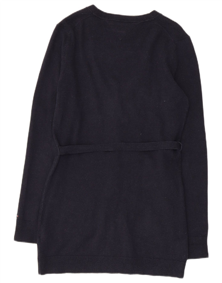 TOMMY HILFIGER Womens Cardigan Sweater UK 12 Medium Navy Blue Cotton