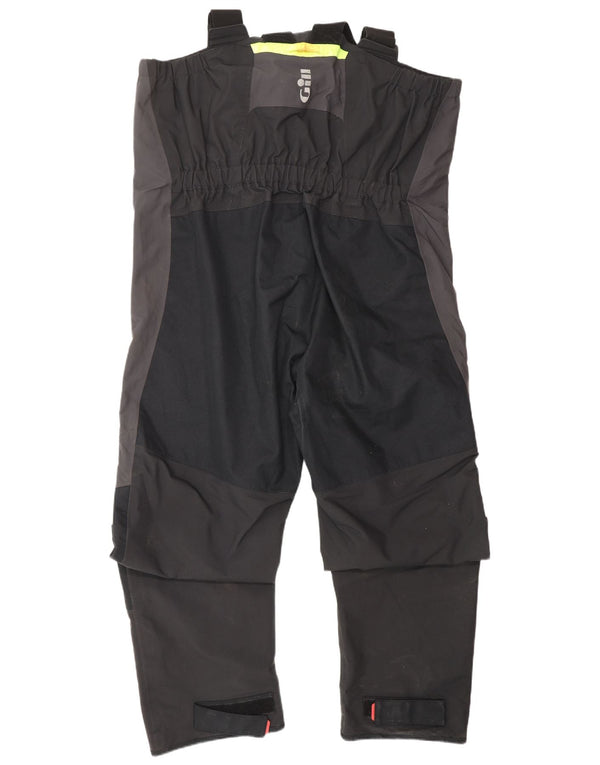 GILL Mens Cargo Dungarees Waterproof Trousers Large Black Nylon Nautical