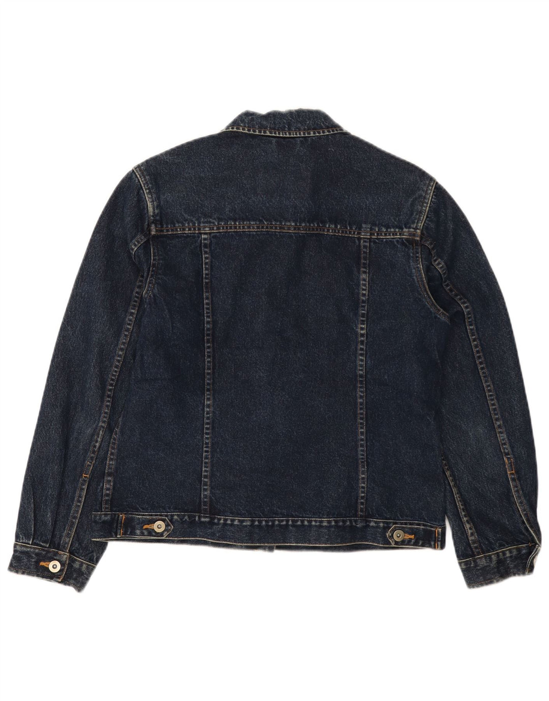 EDDIE BAUER Womens Denim Jacket UK 14 Medium Navy Blue Cotton