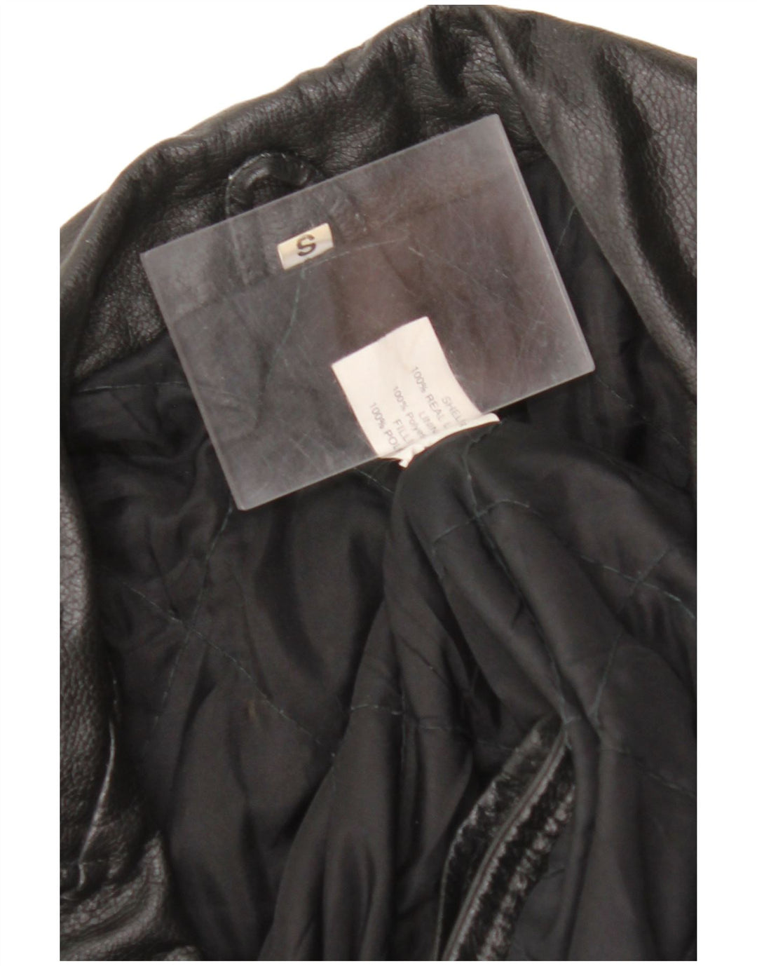 VINTAGE Womens Oversized Leather Biker Jacket UK 10 Small Black Leather