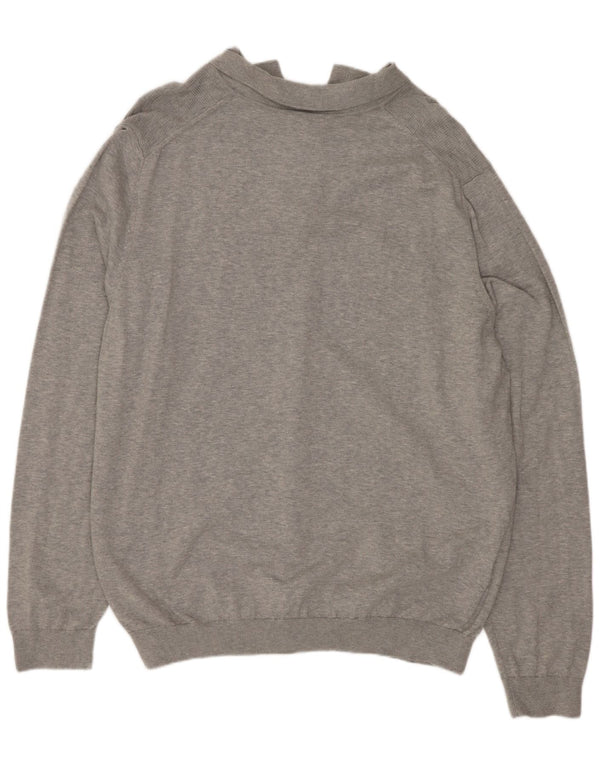 Marks & Spencer Mens Polo Neck Jumper Sweater XL Grey Cotton