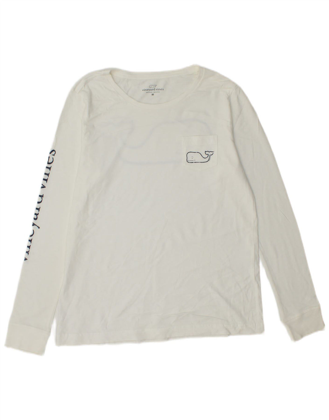 VINEYARD VINES Mens Graphic Top Long Sleeve Medium White Cotton