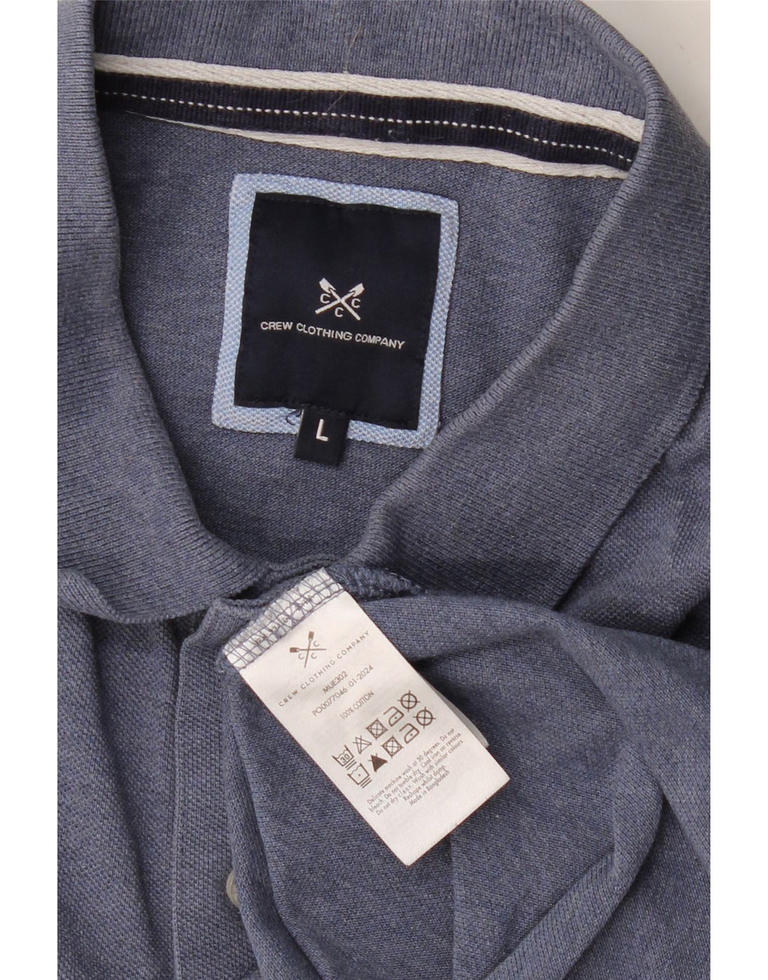 CREW CLOTHING Mens Polo Shirt Large Navy Blue Cotton