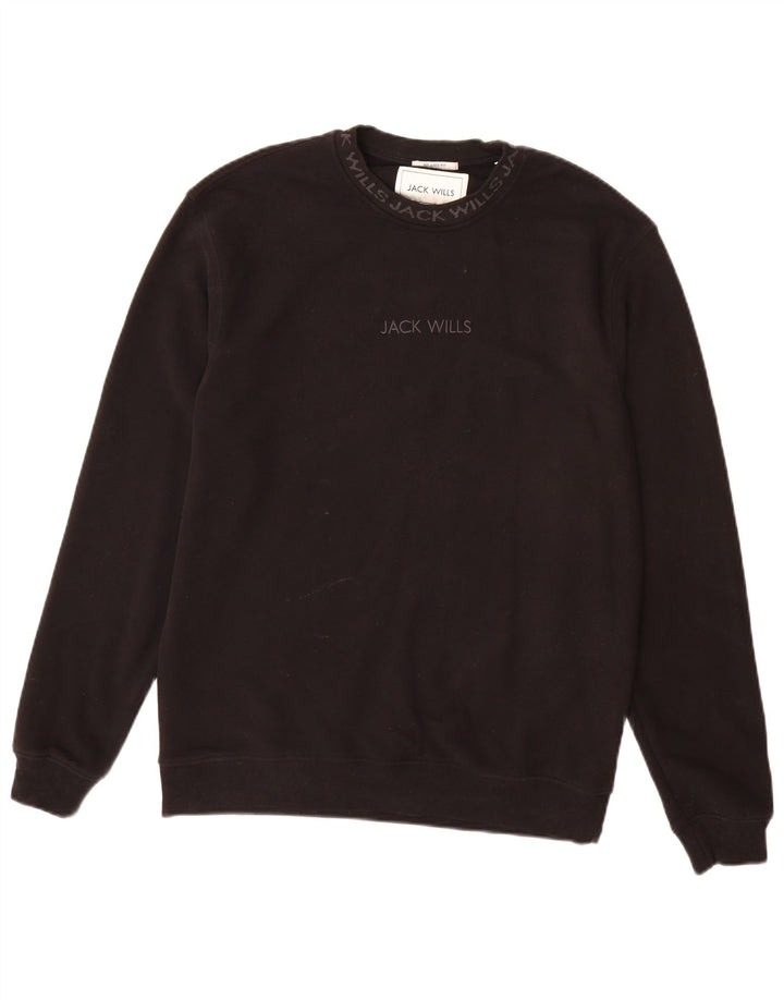 JACK WILLS Mens Relaxed Fit Sweatshirt Jumper Medium Black Cotton
