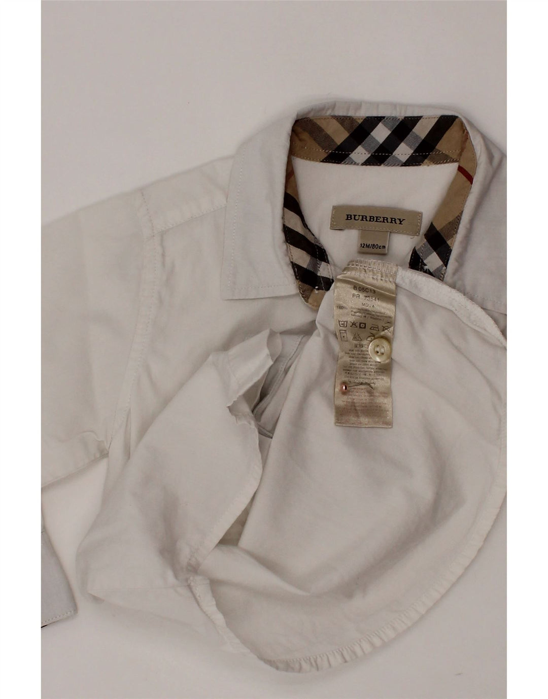 BURBERRY Baby Boys Shirt 9-12 Months White Cotton