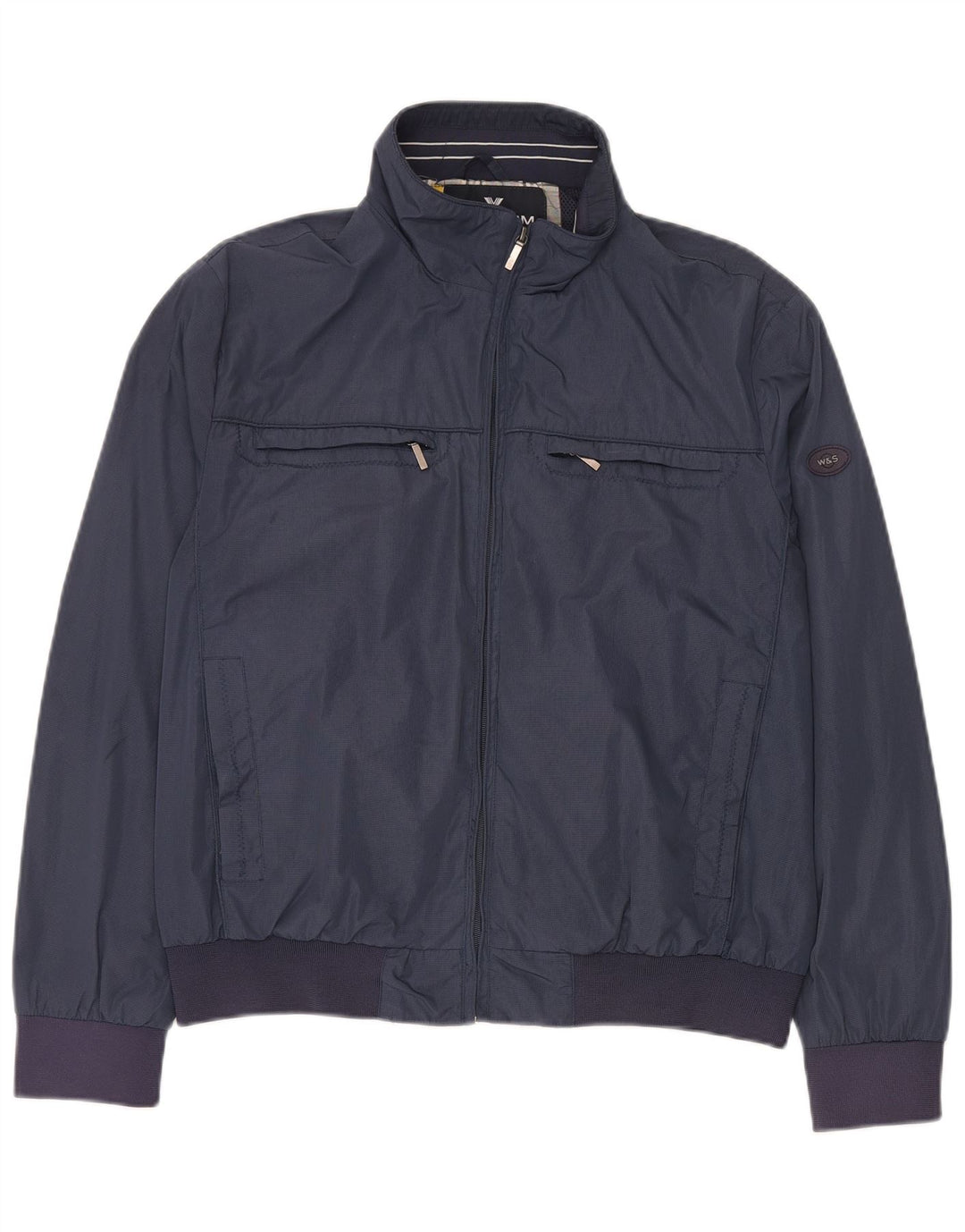 Wampum Mens Bomber Jacket UK 40 Large Navy Blue Polyester