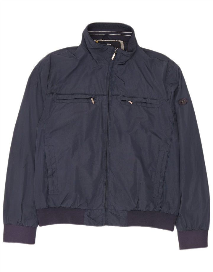 Wampum Mens Bomber Jacket UK 40 Large Navy Blue Polyester