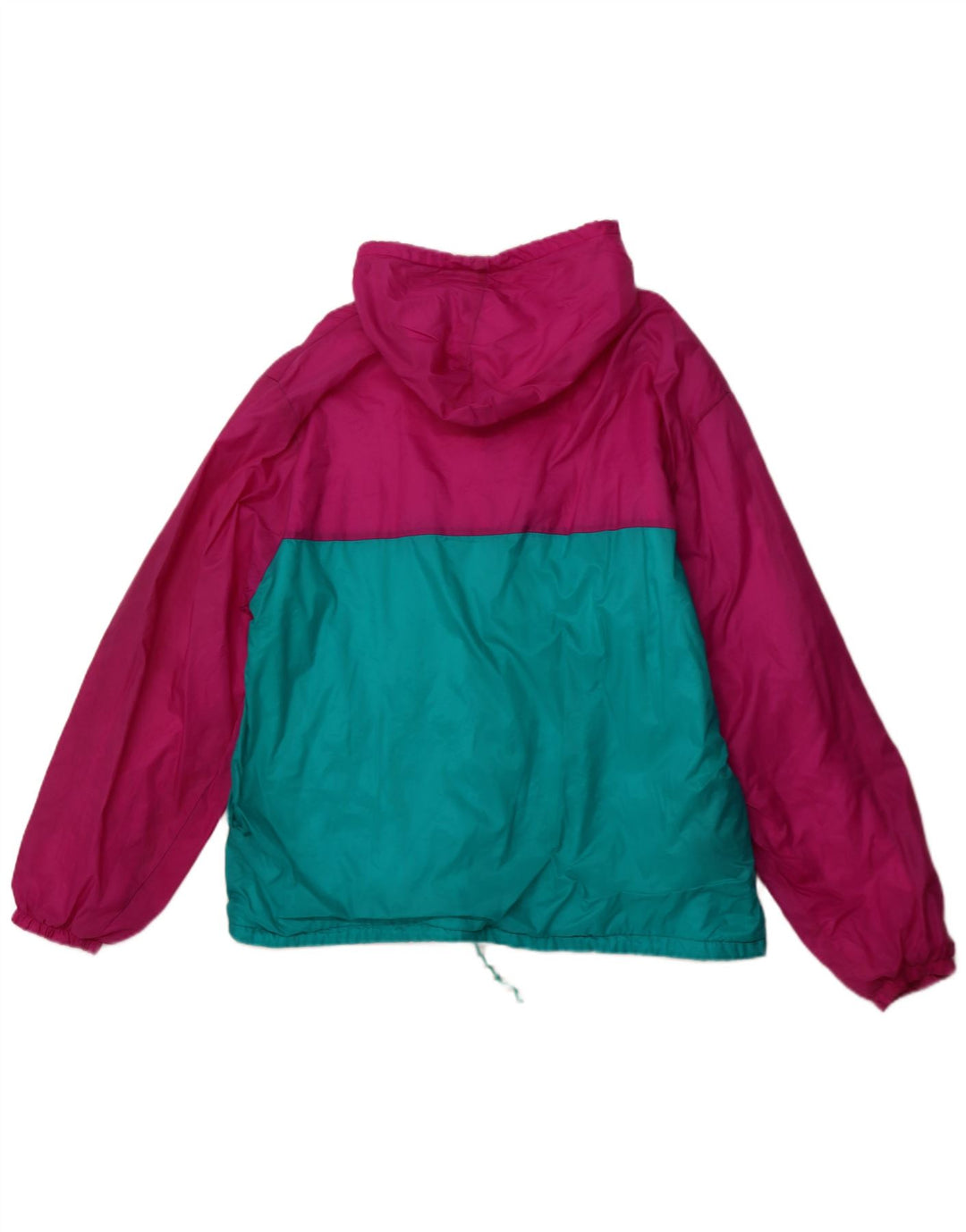 VINTAGE Mens Hooded Rain Jacket UK 42 XL Pink Colourblock Polyamide