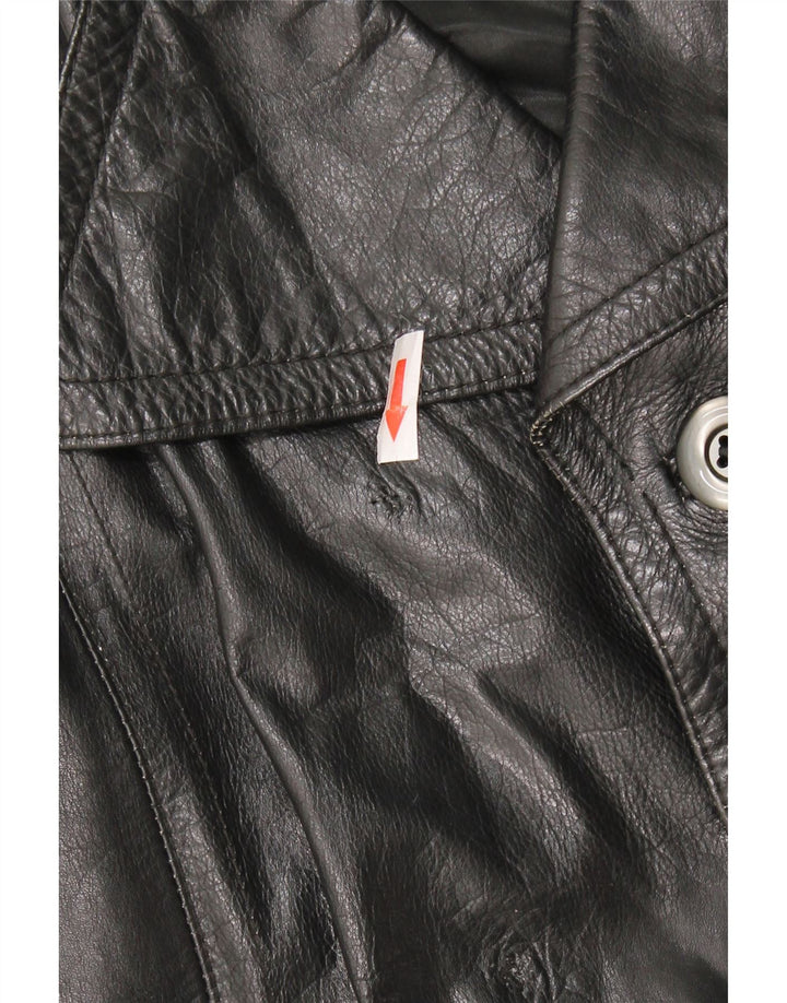 Vintage Mens Leather Coat UK 40 Large Black Leather
