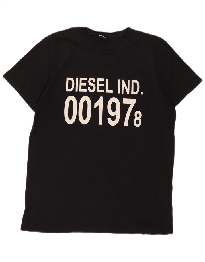 DIESEL Mens Graphic T-Shirt Top Medium Black Cotton