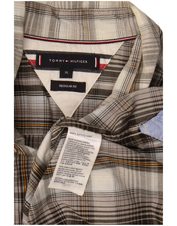 Tommy Hilfiger Mens Regular Fit Shirt XL Grey Check Cotton