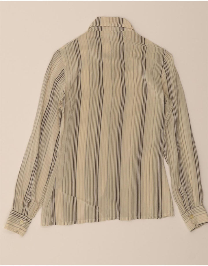 VINTAGE Womens Shirt UK 12 Medium Off White Pinstripe Vintage Vintage and Second-Hand Vintage from Messina Hembry 