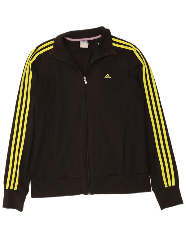 Adidas Womens Tracksuit Top Jacket UK 12/14 Medium Black Polyester