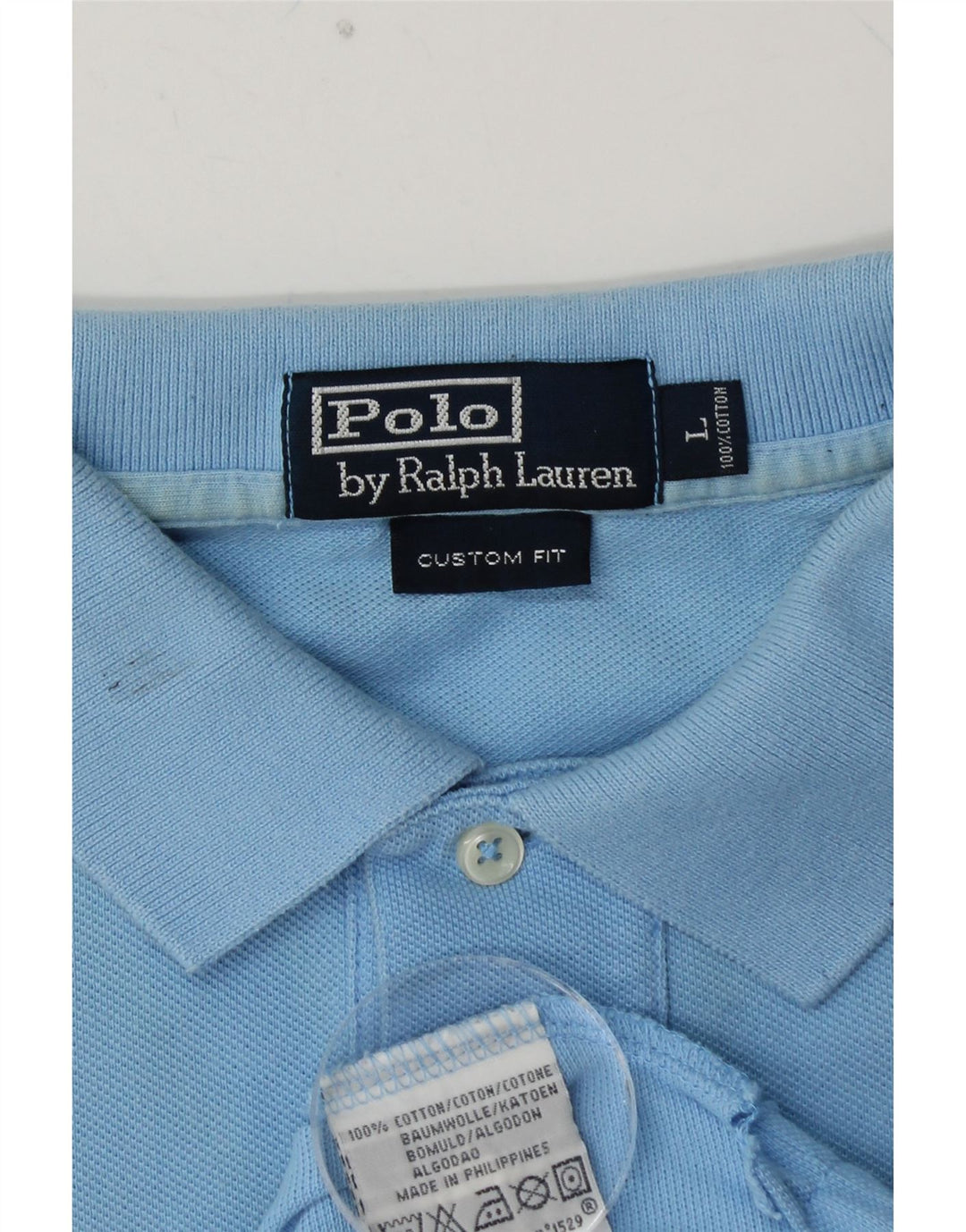 POLO RALPH LAUREN Mens Custom Fit Polo Shirt Large Blue Cotton