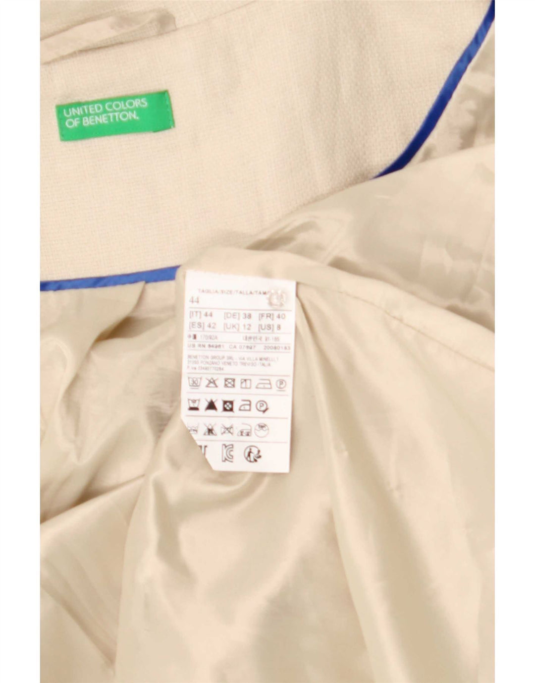 Benetton Womens Overcoat UK 12 Medium Beige Linen