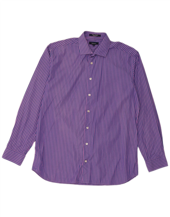 Gant Mens Regular Fit Shirt Large Blue Striped Cotton