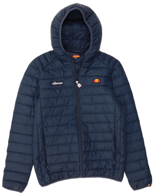 ELLESSE Mens Hooded Padded Jacket UK 36 Small Navy Blue Polyester