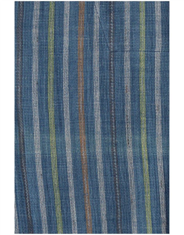 VINTAGE Mens Loose Fit Short Sleeve Pullover Shirt Medium Blue Striped