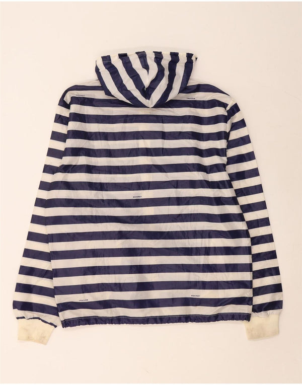 INVICTA Mens Hooded Rain Jacket UK 40 Large Navy Blue Striped Polyester