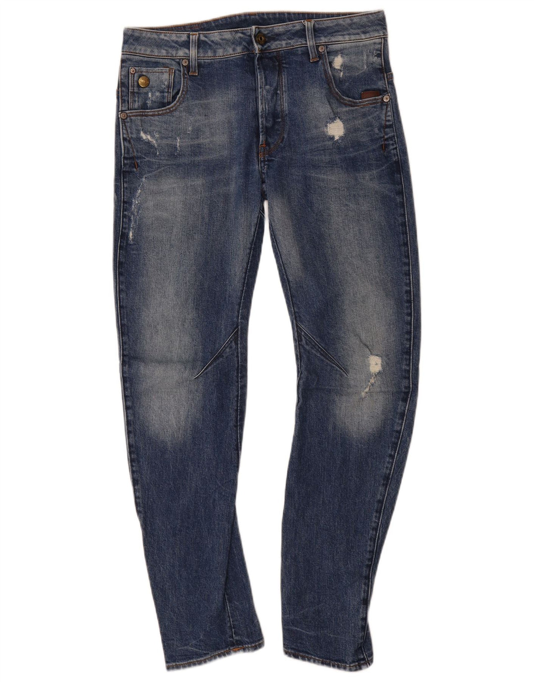 G-Star Mens Distressed Slim Jeans W29 L30 Blue Cotton