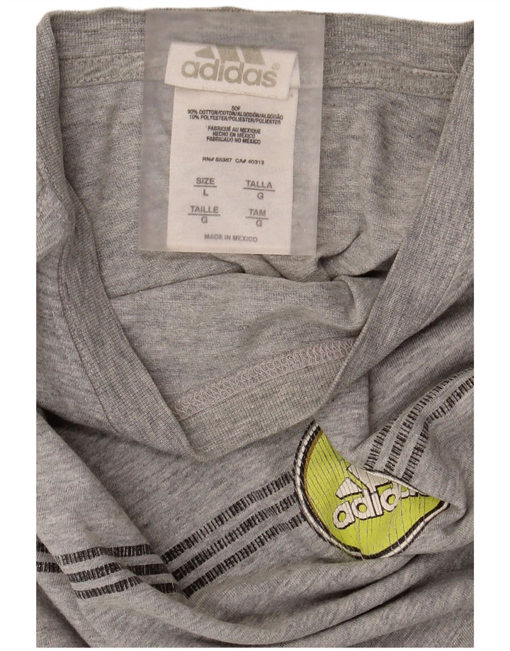 Adidas Mens Graphic Top Long Sleeve Large Grey Cotton