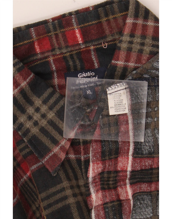 VINTAGE Mens Flannel Shirt XL Multicoloured Check Cotton