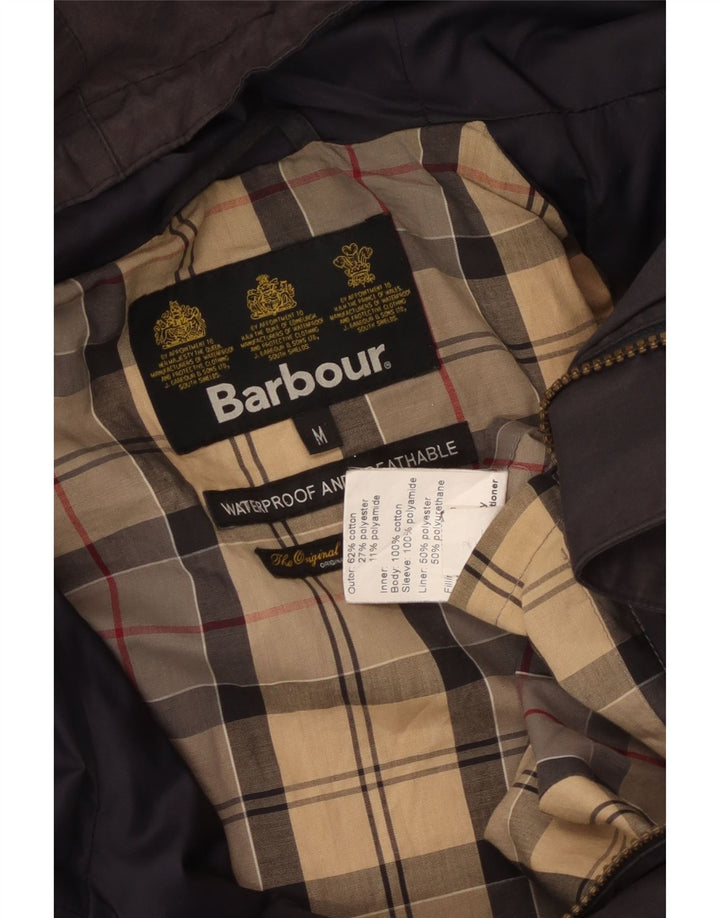 Barbour Mens Hooded Waterproof Jacket UK 38 Medium Navy Blue Cotton