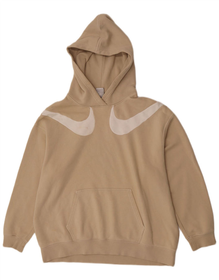 Nike Mens Graphic Hoodie Jumper Large Beige Cotton