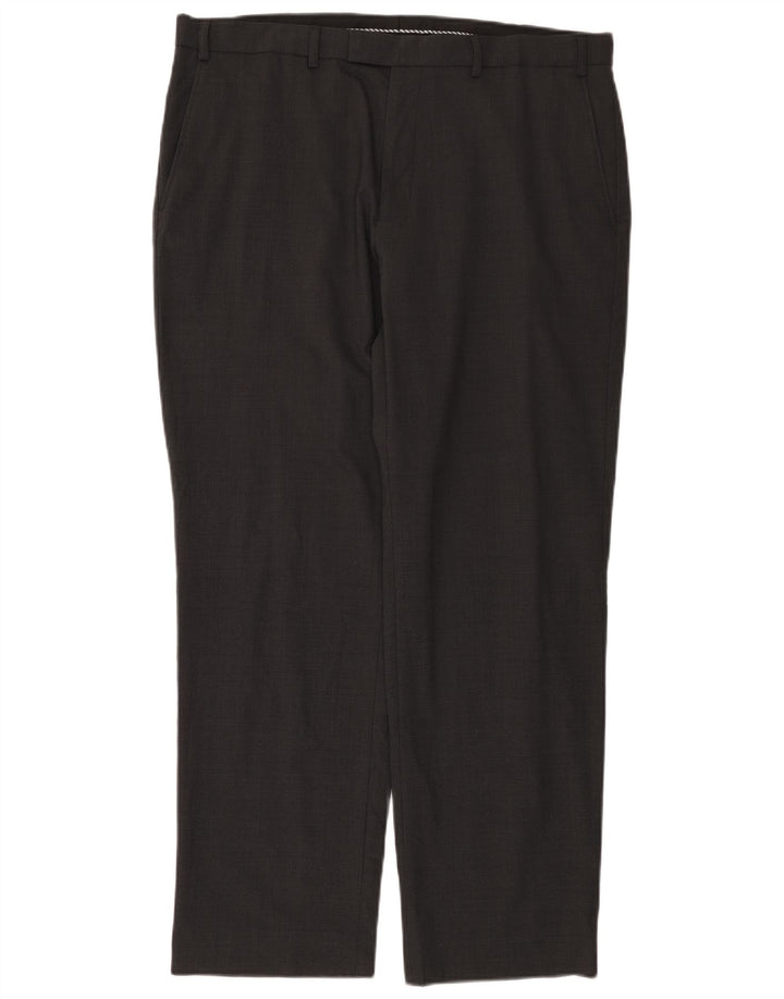 Marks & Spencer Mens Straight Suit Trousers W38 L31 Grey Wool