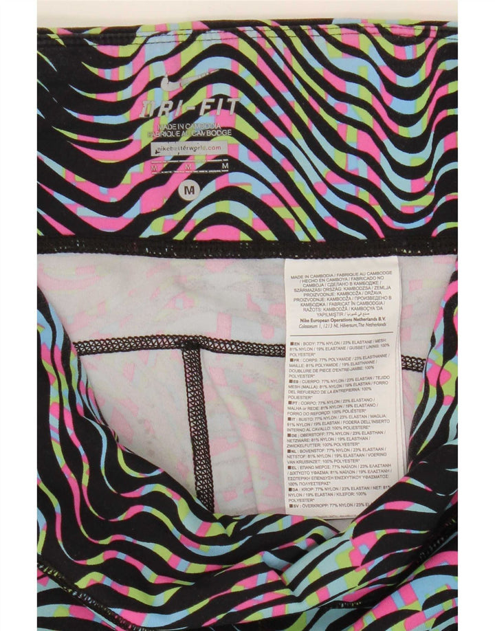 Nike Womens Dri Fit Leggings UK 12 Medium  Multicoloured Striped Nylon