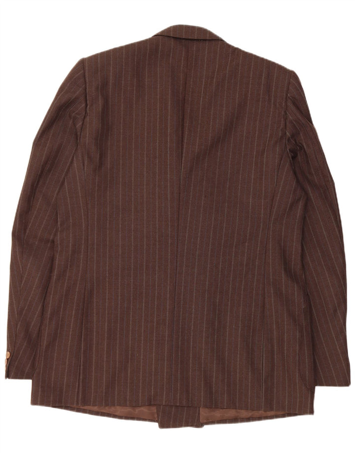 Vintage Mens Double Breasted Blazer Jacket IT 54 2XL Brown Striped