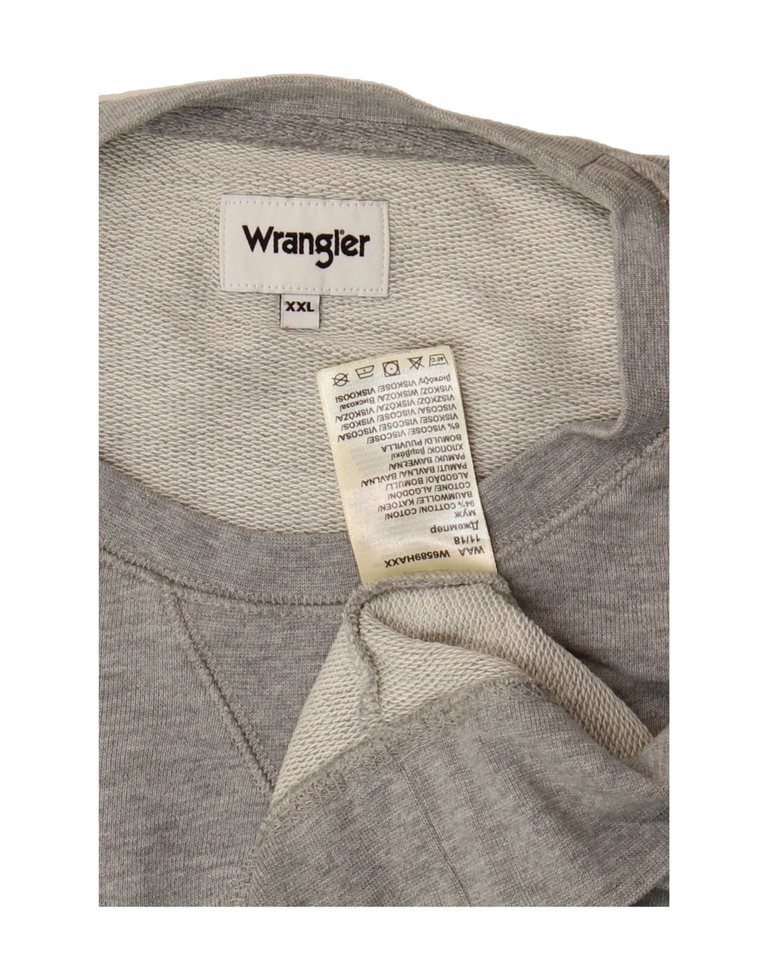 WRANGLER Mens Sweatshirt Jumper 2XL Grey Cotton Vintage Wrangler and Second-Hand Wrangler from Messina Hembry 