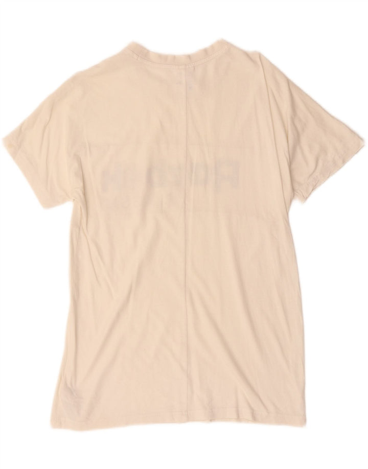 Reebok Womens Graphic T-Shirt Top UK 12 Medium Off White Cotton