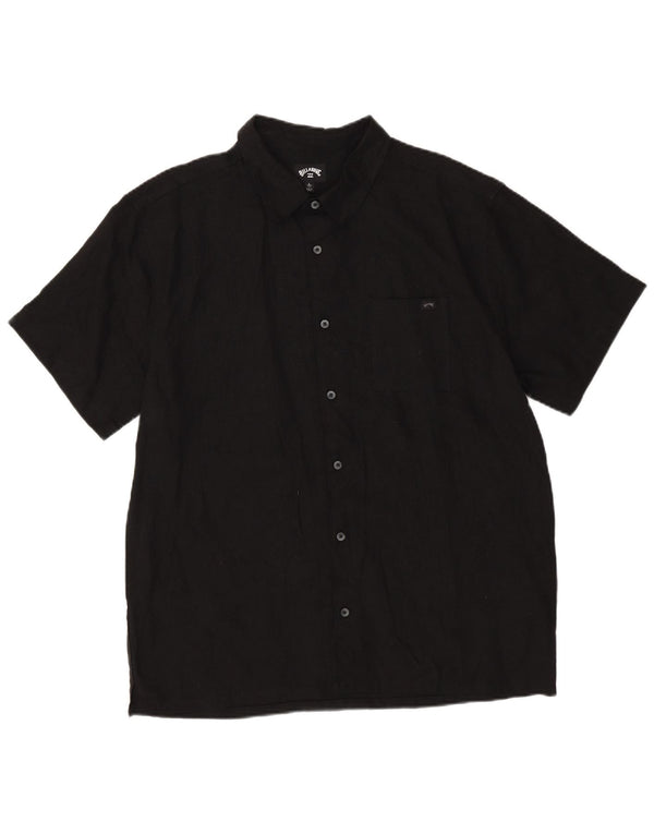 Billabong Mens Short Sleeve Shirt Large Black Linen