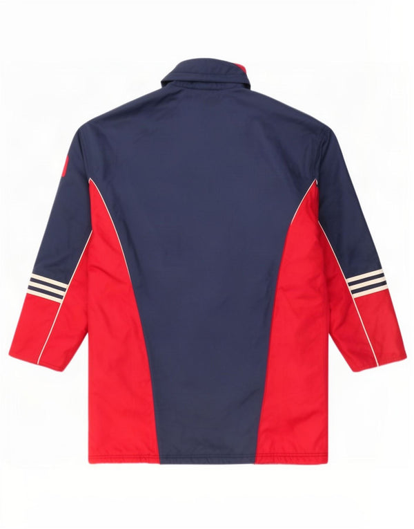 Adidas Mens Hooded Padded Coat UK 38/40 Medium Navy Blue Colourblock