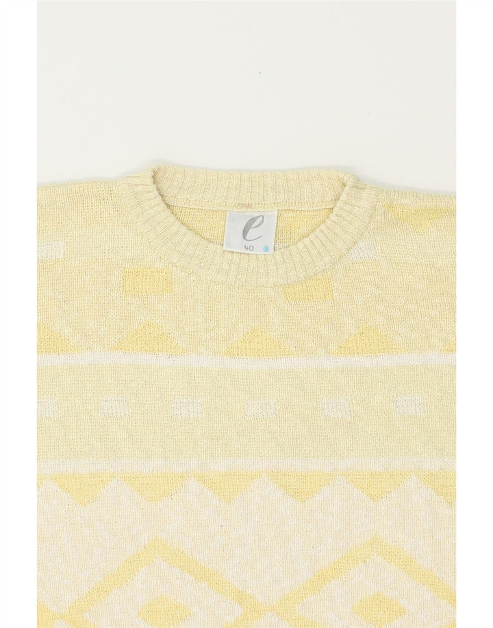 VINTAGE Womens Crew Neck Jumper Sweater EU 40 Medium Yellow Argyle/Diamond Vintage Vintage and Second-Hand Vintage from Messina Hembry 