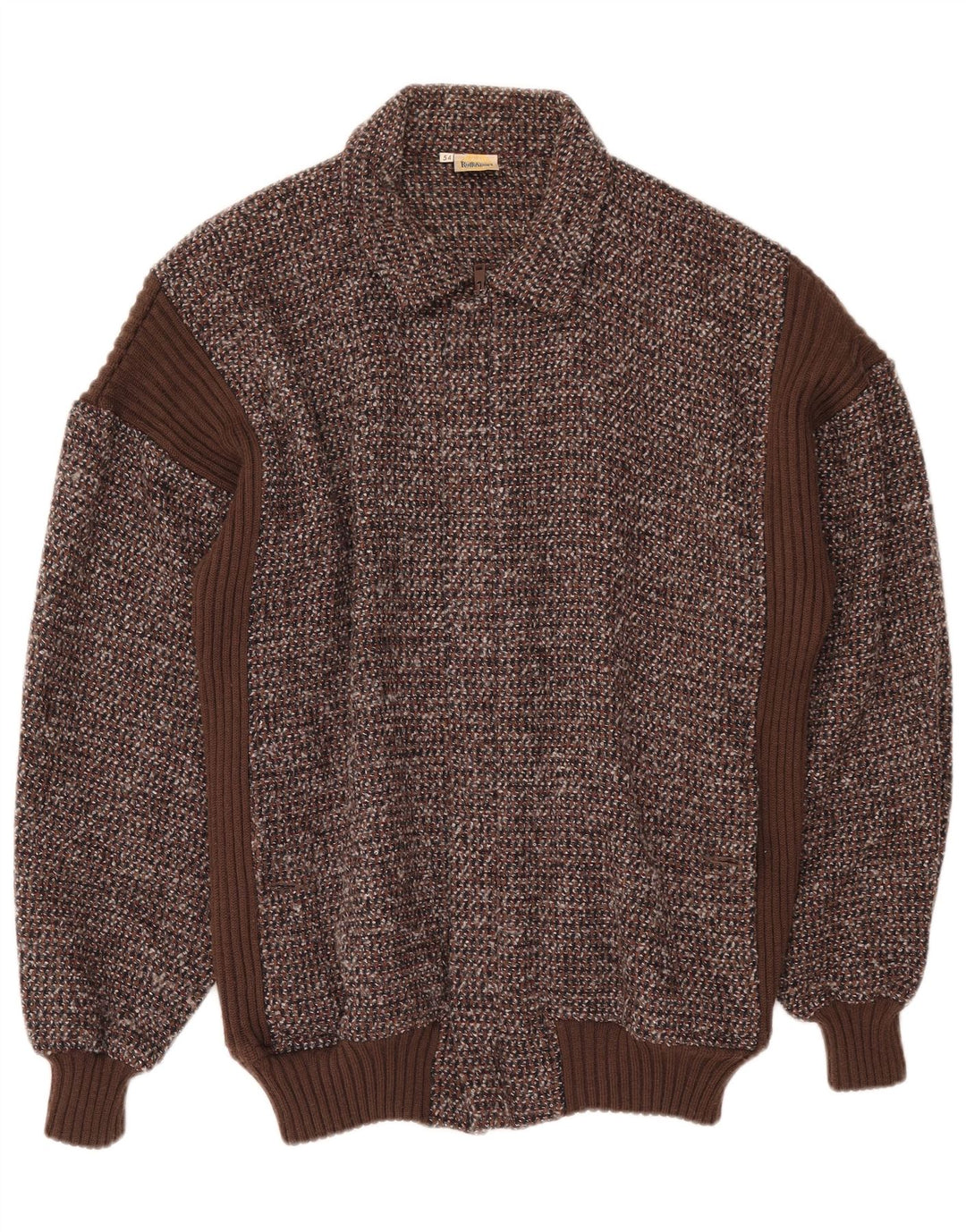 VINTAGE Mens Cardigan Sweater IT 54 XL Brown Flecked