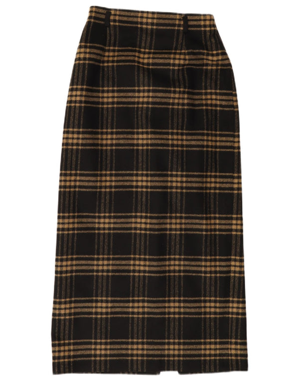 Michel Boyard Womens High Waist Maxi Skirt UK 10 Small W26 Black Check
