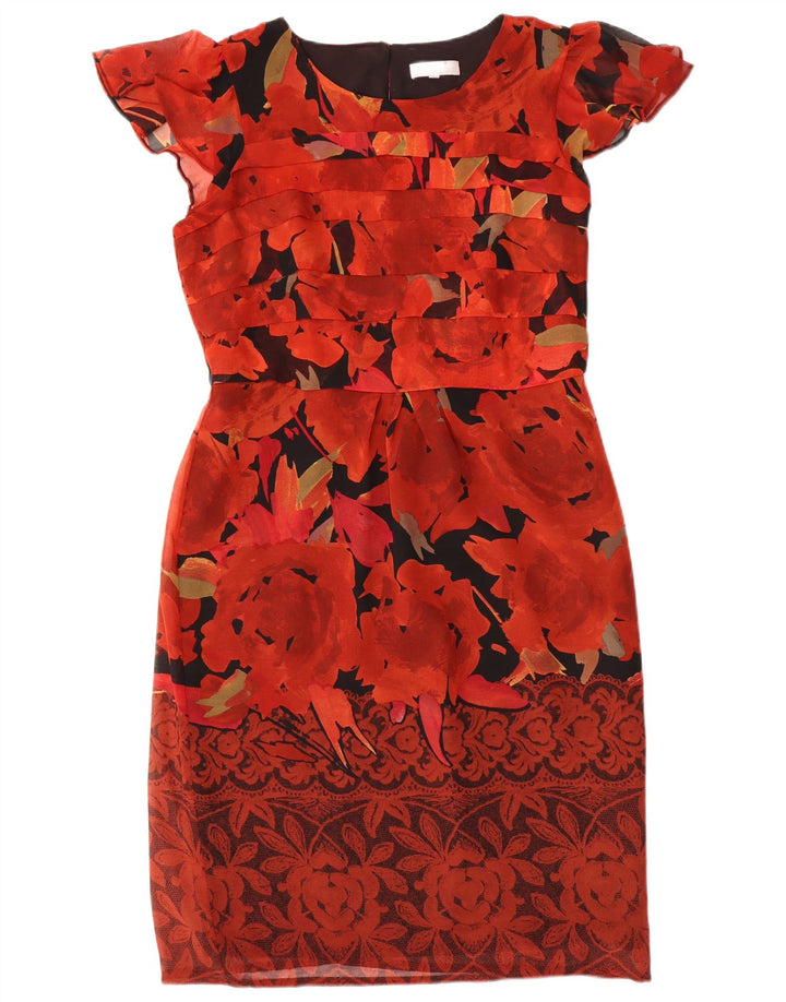 PER UNA Womens Sheath Dress UK 14 Large  Red Floral Polyester