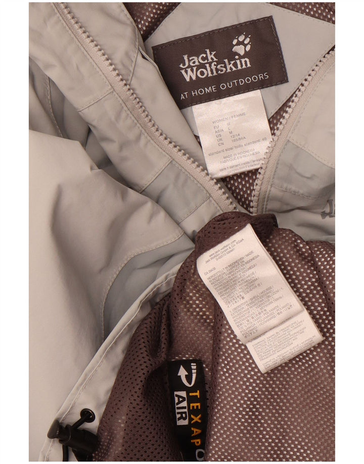 Jack Wolfskin Womens Hooded Rain Jacket UK 12/14 Medium Grey Colourblock