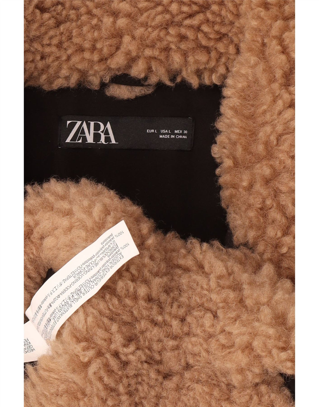 Zara Womens Teddy Bear Oversized Faux Fur Jacket UK 16 Large Beige