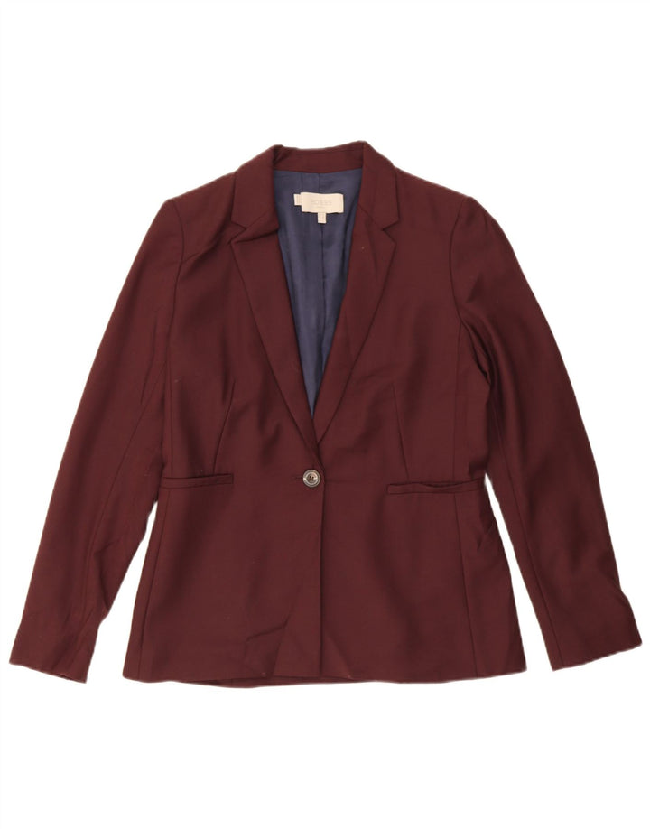 Hobbs Womens 1 Button Blazer Jacket UK 10 Small Burgundy Polyester